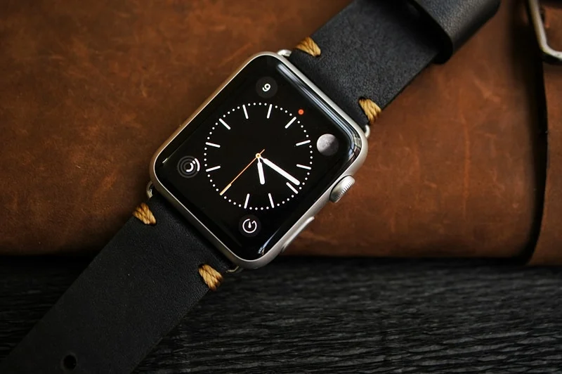 AWBF15 -D123 GOLD handgefertigt Vintage Leder Uhrenarmband incl. Lugs Adapter für Apple Watch 1 und 2 (oder Apple Watch Sport) 42mm oder 38mm – Bild 3
